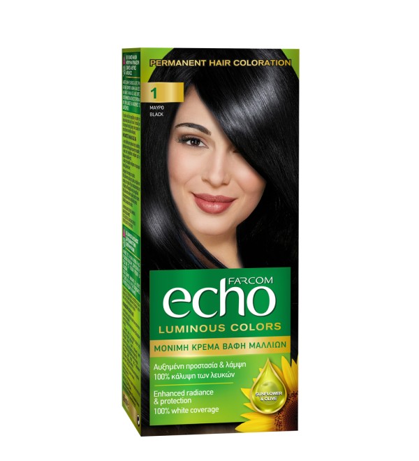ECHO SET HAIR COLOR 60ML 1-ΕBONY BLACK